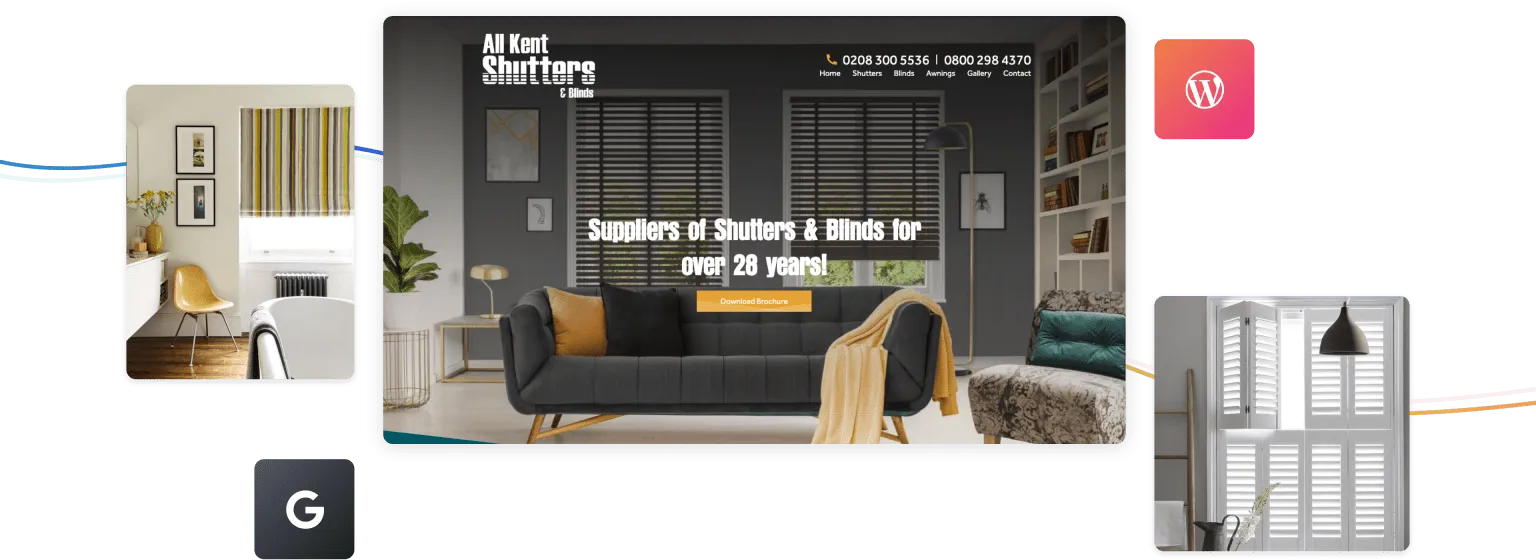 Screenshot showing All Kent Shutters homepage